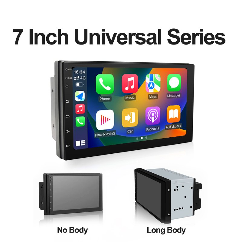 7 Inch Car Media Player Universal Series ;   Bluetooth : Bluetooth5.0 ;   RAM+ROM : 1+16GB/2+32GB/3+32GB/4+32GB/4+64GB/6+128GB/8+128GB ;   Phone Link : Carplay+AndroidAUTO(wireless)（Optional ） ; 